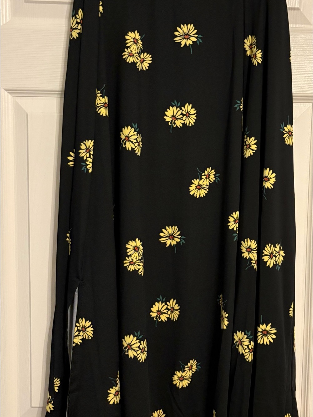LuLaRoe Black Maxi Skirt with Yellow Daisy Print